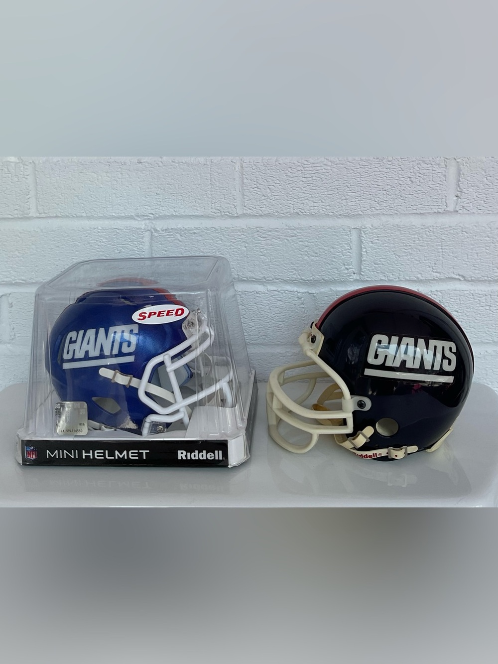 Vintage NY Giants Riddell Mini Helmet Lot 2 1995 & 2018 NFL Football